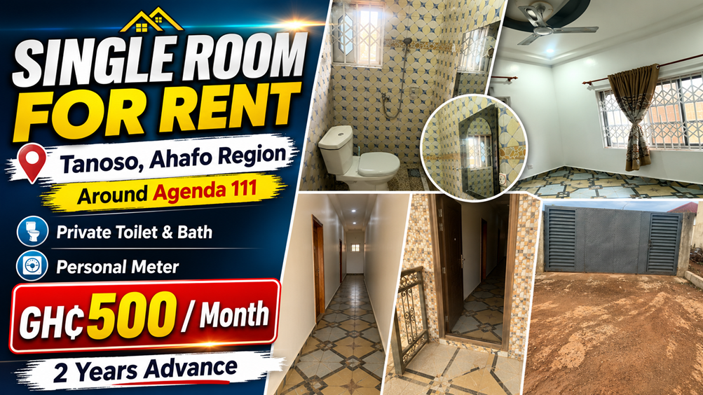 Single Room with Private Toilet and Bath for Rent at Tanoso, Ahafo Region