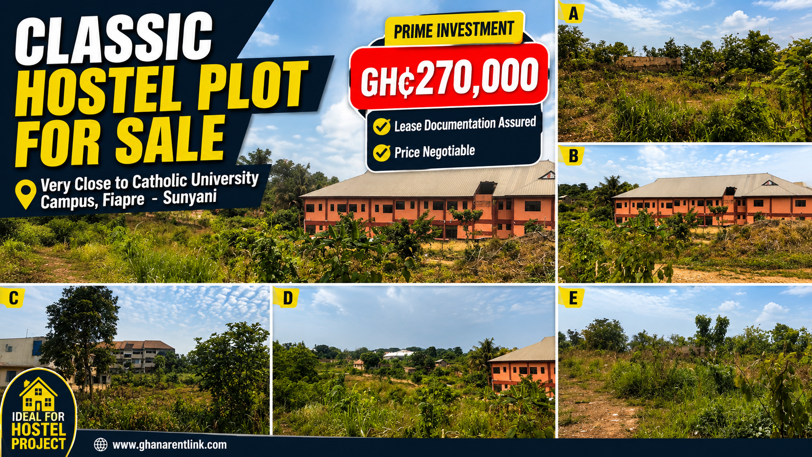 Classic Hostel Plot for Sale Near Catholic University, Fiapre