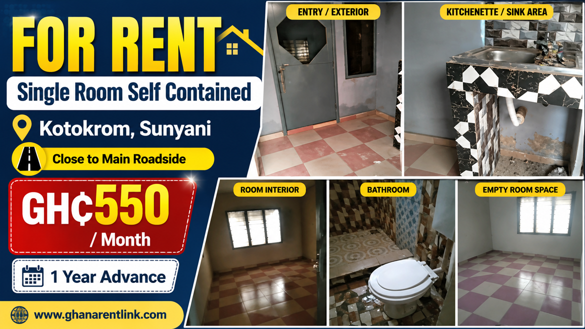 Single Room Self-Contained for Rent at Kotokrom, Sunyani