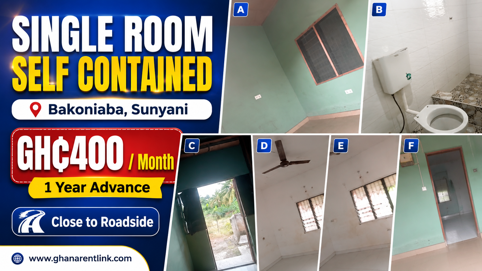 Single Room Self-Contained for Rent at Bakoniaba, Sunyani
