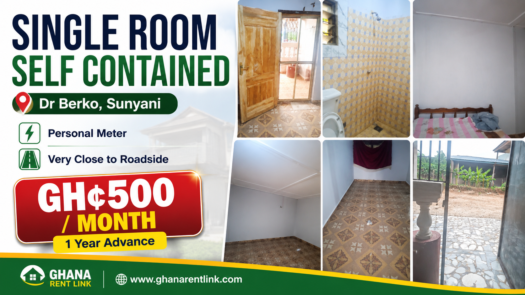 Single Room Self-Contained for Rent at Dr. Berko, Sunyani