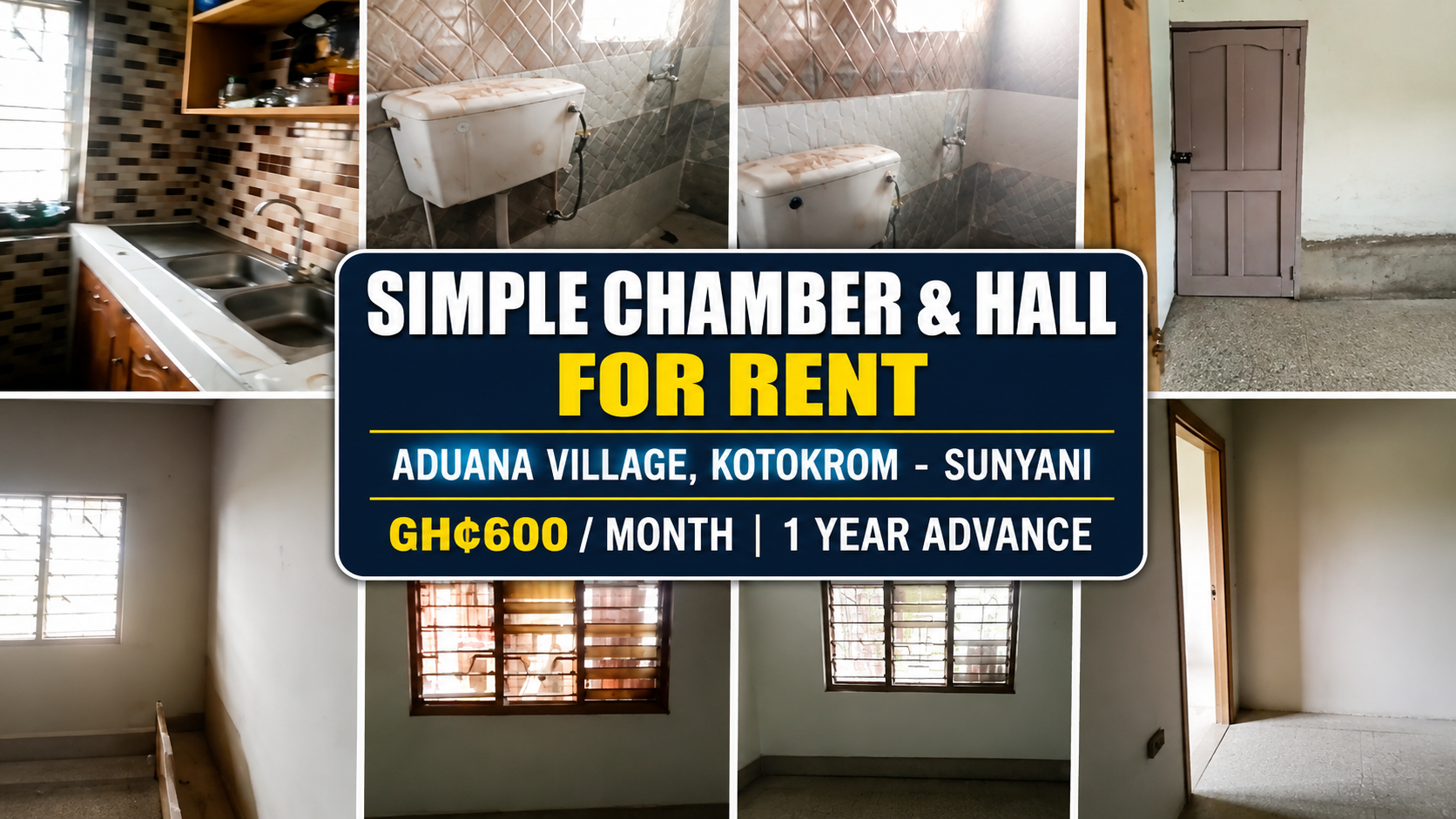 Simple Chamber and Hall Apartment for Rent at Aduana Village, Kotokrom