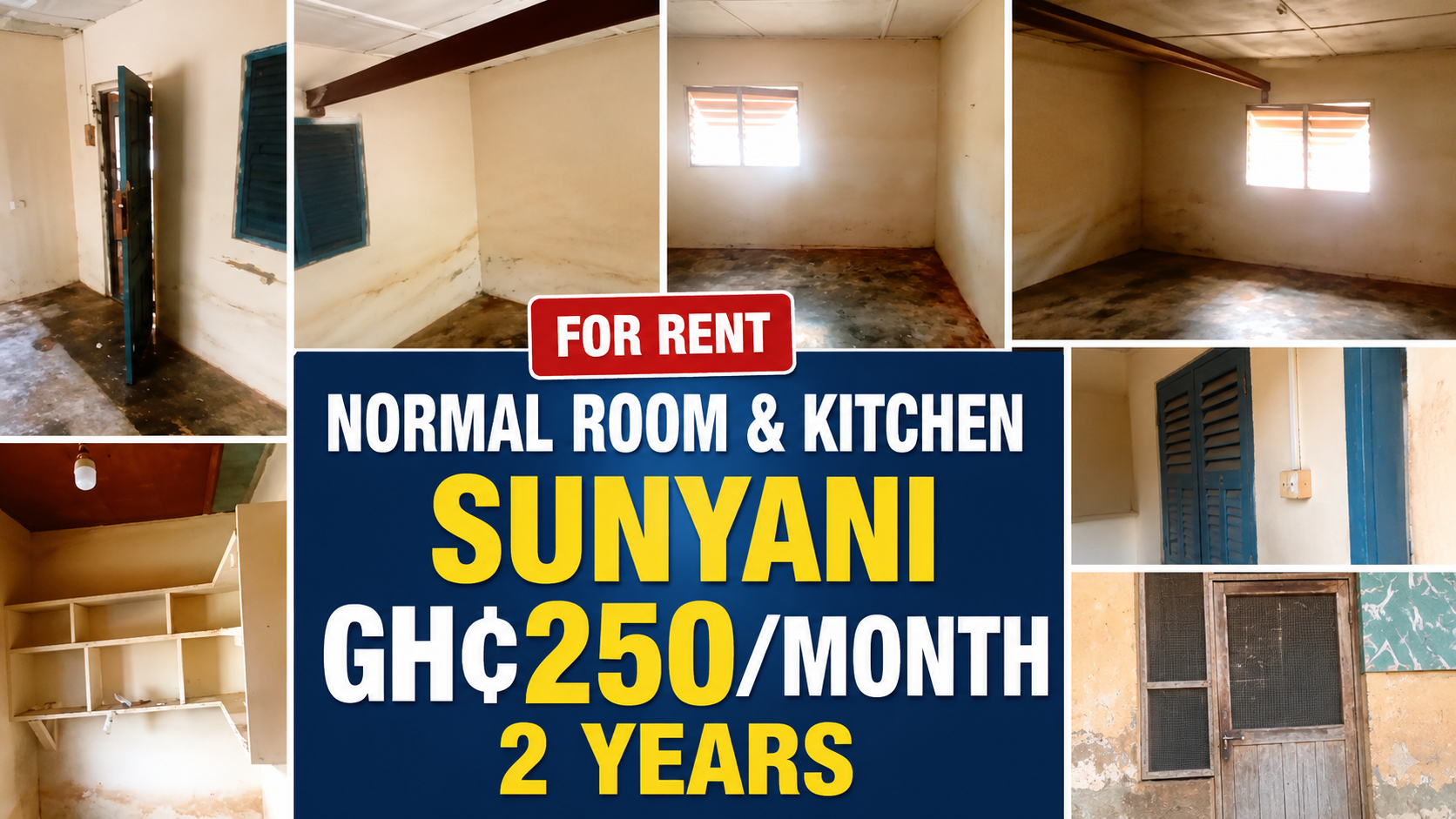 Normal Room and Kitchen for Rent in Sunyani – GH¢250 Monthly