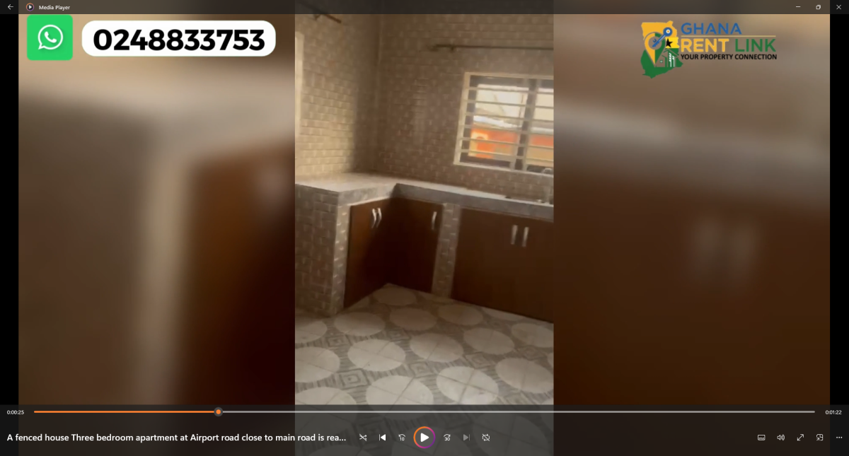 Fenced 3-Bedroom Apartment for Rent at Airport Road (Close to Main Road)