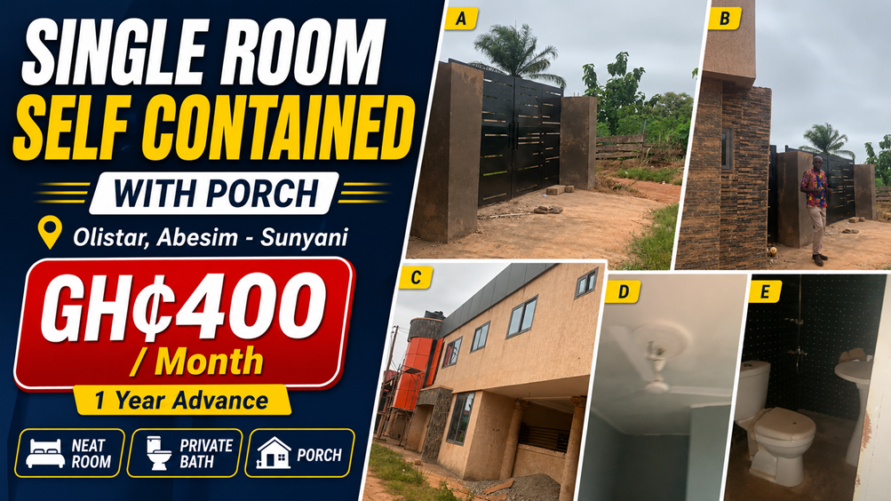 Single Room Self-Contained for Rent at Olistar, Abesim – Sunyani