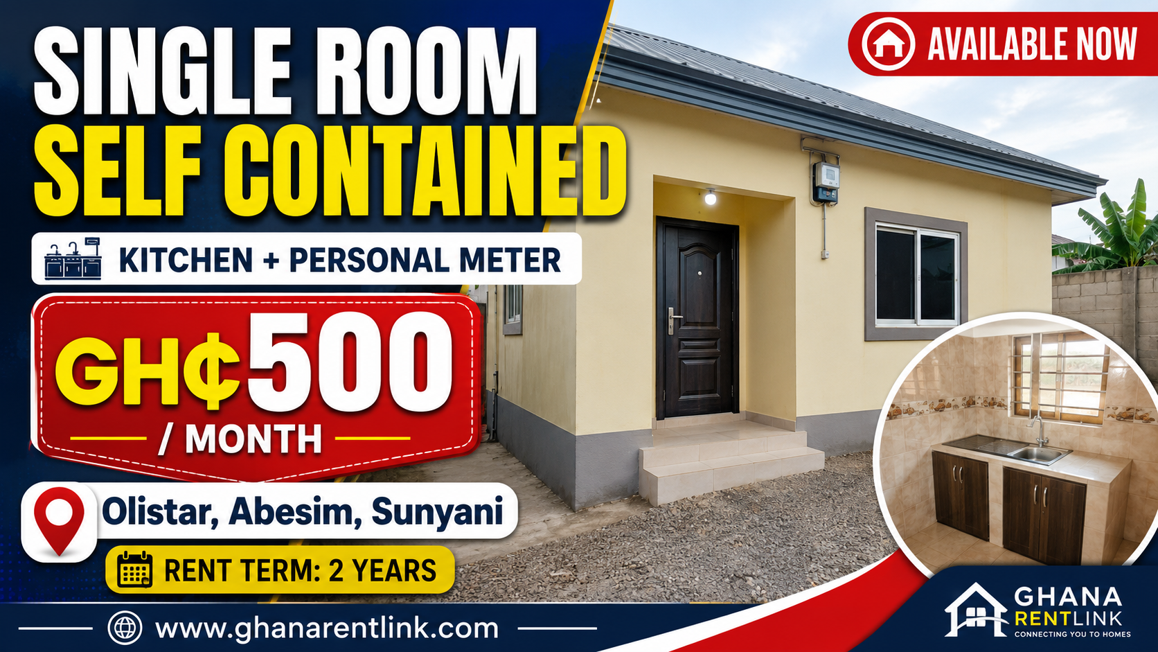 Single Room Self-Contained for Rent at Abesim, Sunyani