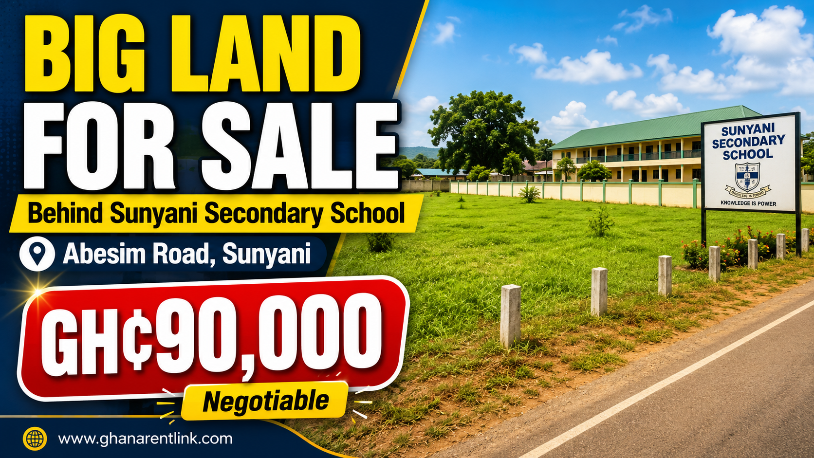 Large Plot of Land for Sale Behind Sunyani Secondary School – GH¢90,000