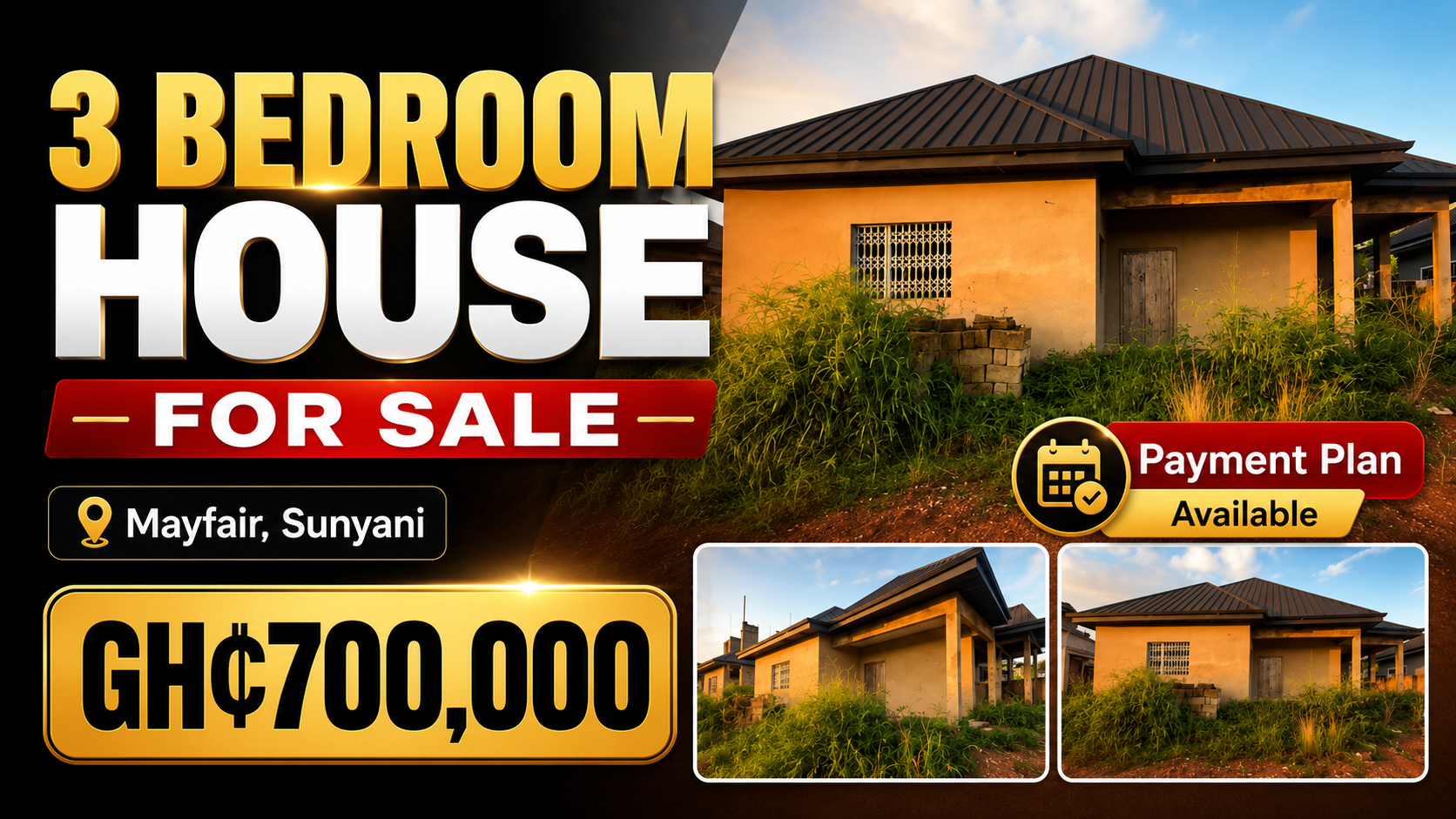 3-Bedroom House for Sale at Mayfair, Sunyani – GH₵700,000